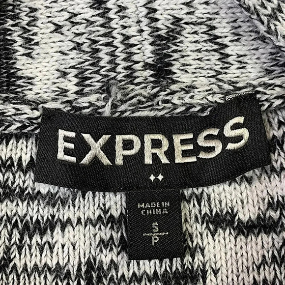 EXPRESS Long Sleeve Shawl Collar Knit Sweater Pullover Women Size S Marled Gray - Picture 10 of 11